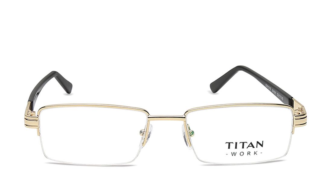 Image 1 of Gold Rectangle Eyeglasses for Men from Titan Available at Titan Eye+