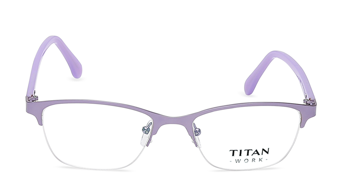 Image 1 of Purple Square Semi-Rimmed Eyeglasses from Titan Available at Titan Eye+