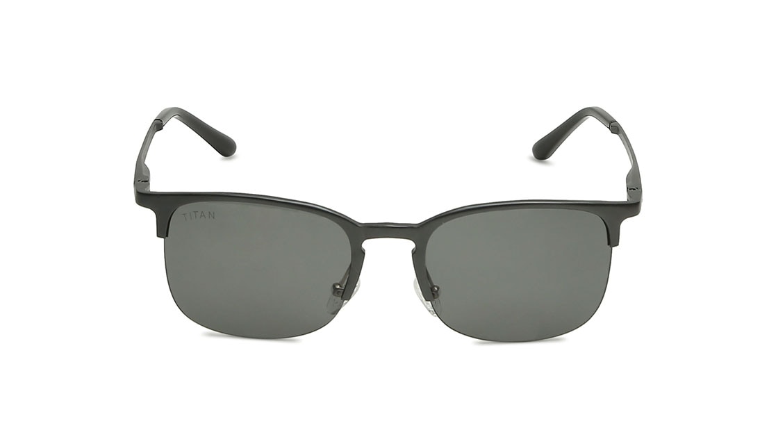 Image 1 of Black Clubmaster Polarized Sunglasses for Men from Titan Available at Titan Eye+