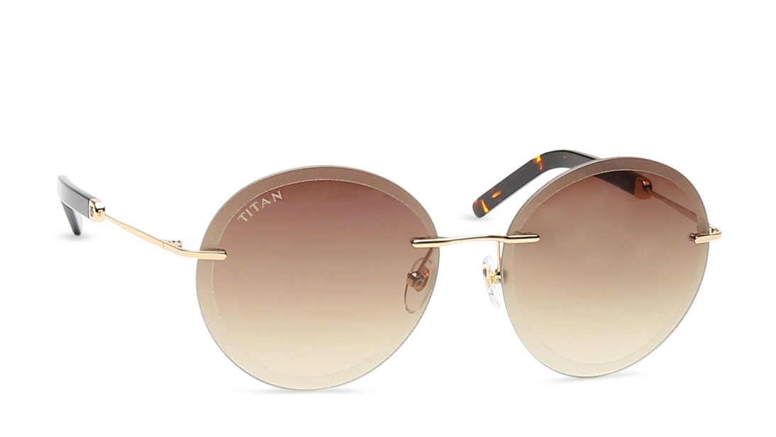 Image 2 of Gold Round Women Sunglasses (GM314YL1FN|58) from Titan Available at Titan Eye+