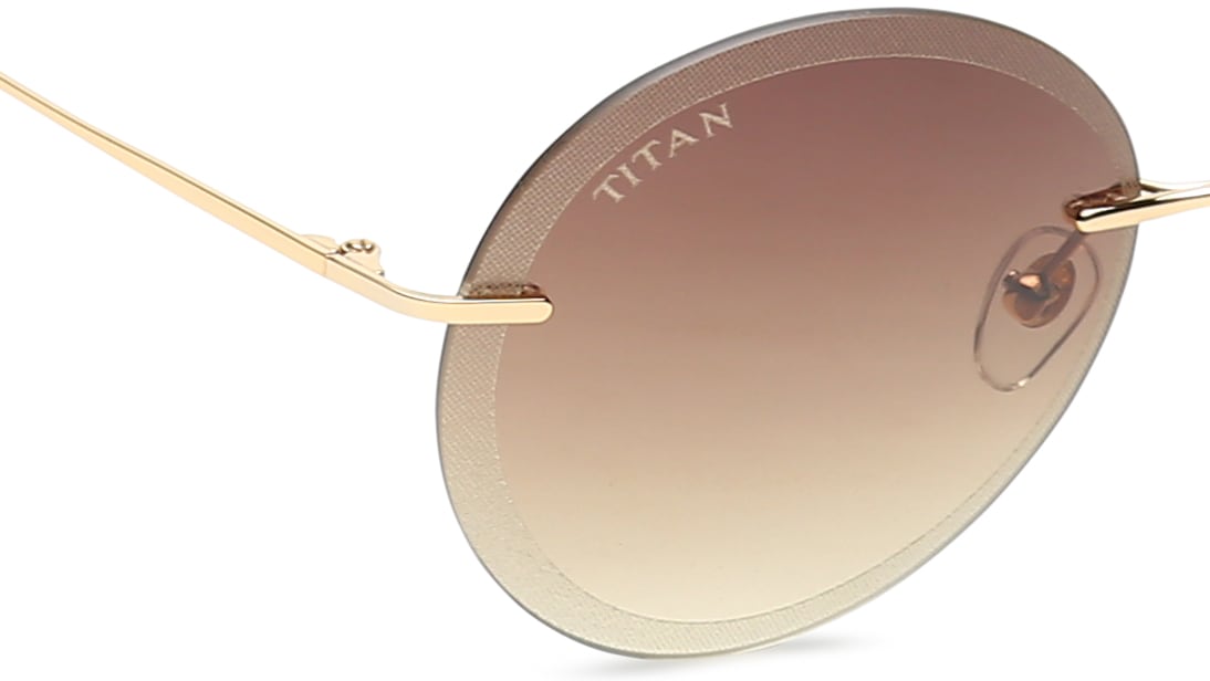 Image 5 of Gold Round Women Sunglasses (GM314YL1FN|58) from Titan Available at Titan Eye+
