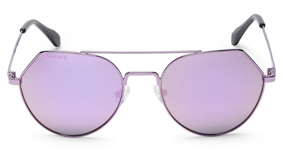 Image 1 of Gold Oval Women Sunglasses (M192PR3F|55) from Fastrack Available at Titan Eye+