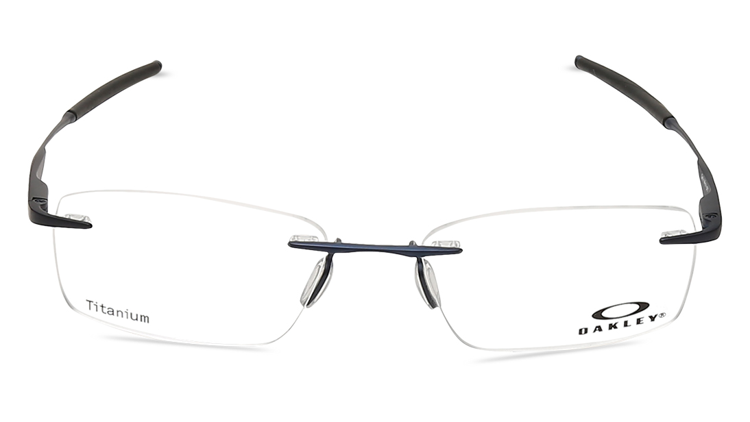 Image 1 of Blue Rectangle Rimless Eyeglasses (OX511851180453|53) from Oakley Available at Titan Eye+