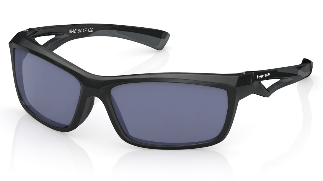 Image 2 of Black Wraparound Men Sunglasses (P395BK1|64) from Fastrack Available at Titan Eye+