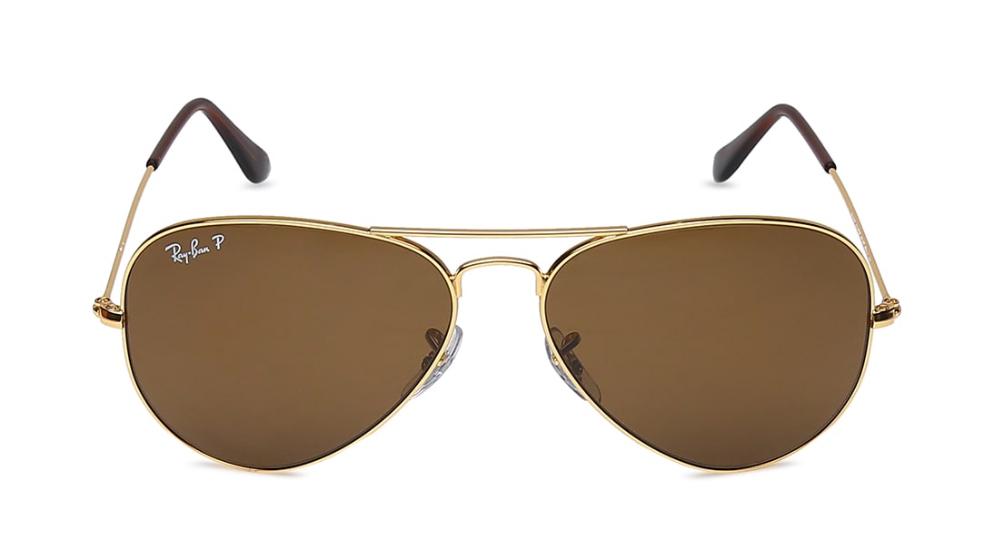 Image 1 of Gold Aviator Men Sunglasses (RB3025I0015758|58) from Rayban Available at Titan Eye+