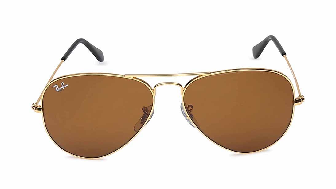 Image 1 of Gold Aviator Men Sunglasses (RB3025IL979758|58) from Rayban Available at Titan Eye+