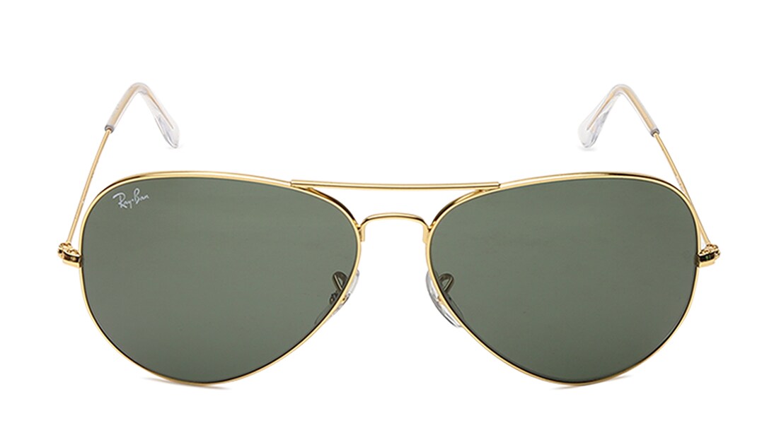 Image 1 of Green Aviator Sunglasses for Men and Women from Rayban Available at Titan Eye+