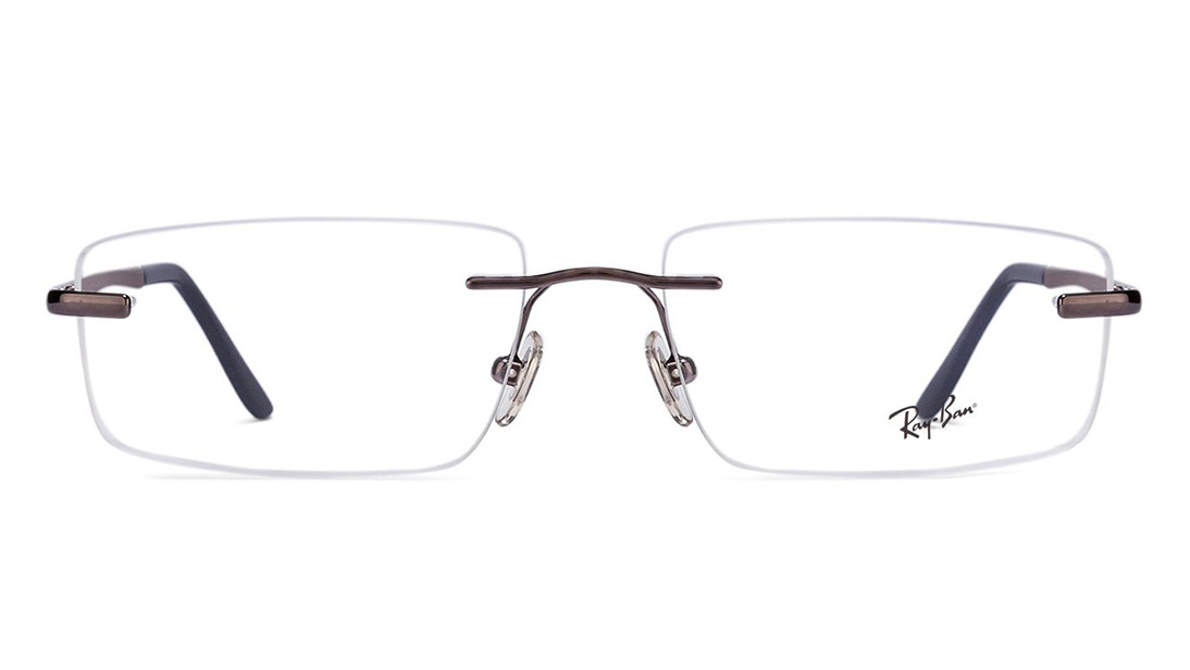 Image 1 of Grey Rectangle Rimless Eyeglasses (RX6266I250253|52) from Rayban Available at Titan Eye+
