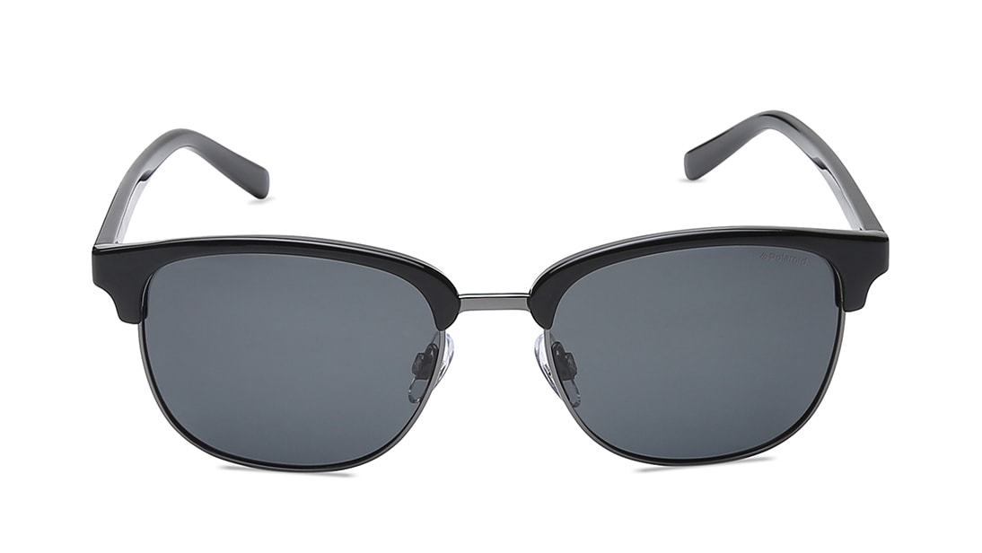 Image 1 of Black Clubmaster Polarized Sunglasses for Men from Polaroid Available at Titan Eye+