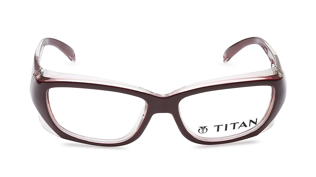 Image 1 of Maroon Wraparound Rimmed Eyeglasses (SPG001A1|55) from Titan Available at Titan Eye+