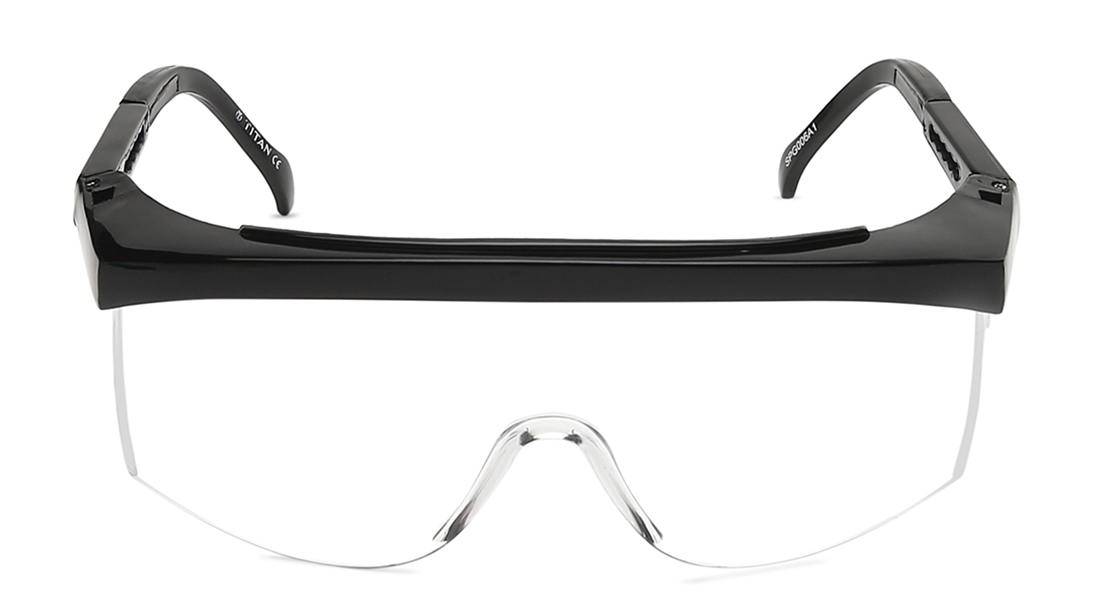 Image 1 of Black Square Semi-Rimmed Glasses from Titan Available at Titan Eye+