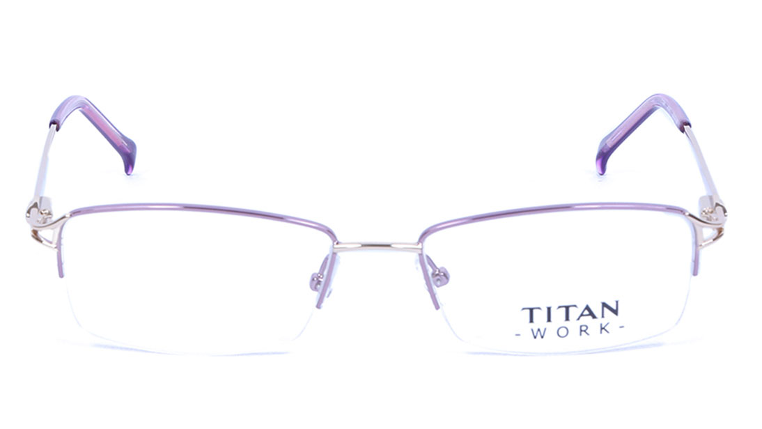 Image 1 of Purple Rectangle Semi-Rimmed Eyeglasses (T1784A1A1|52) from Titan Available at Titan Eye+