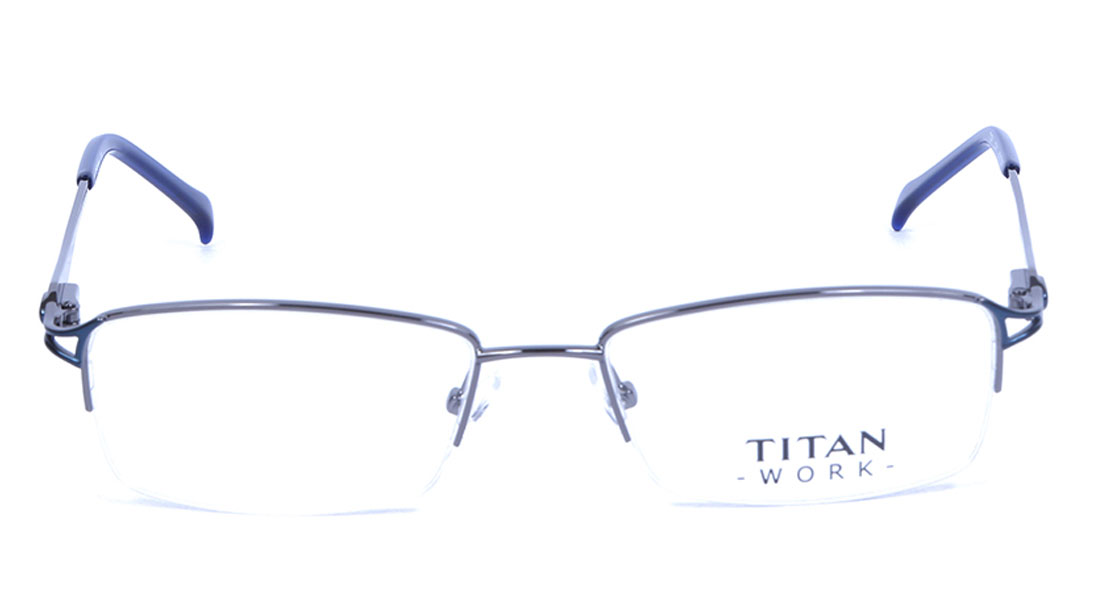 Image 1 of Blue Rectangle Eyeglasses for Women from Titan Available at Titan Eye+