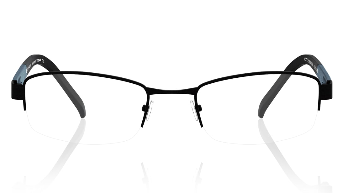 Image 1 of Black Rectangle Semi-Rimmed Eyeglasses (T2169A1A1|52) from Titan Available at Titan Eye+