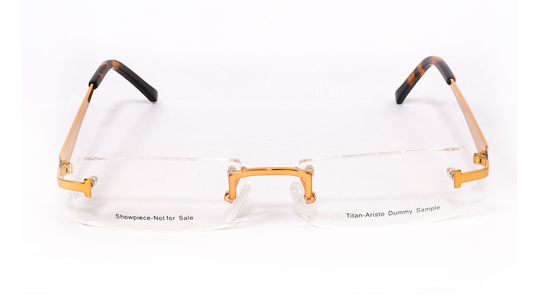 Image 1 of Gold Rectangle Eyeglasses for Men from Titan Available at Titan Eye+
