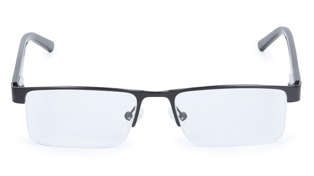 Black Rectangle Semi-Rimmed Eyeglasses (T2228A1A1|52)