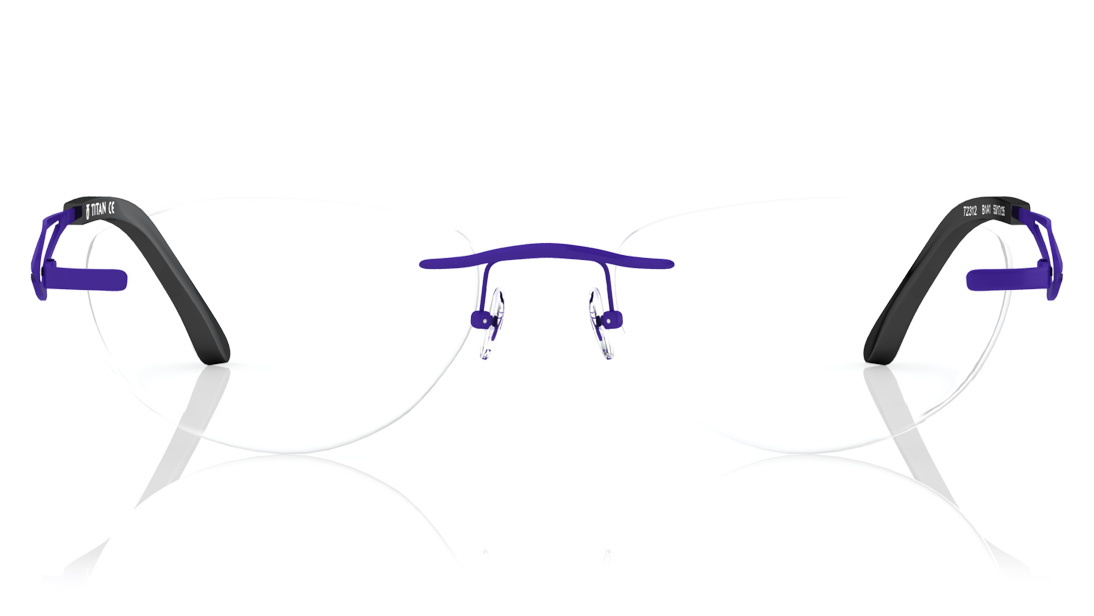 Image 1 of Purple Oval Rimless Eyeglasses (T2312B1A1|53) from Titan Available at Titan Eye+
