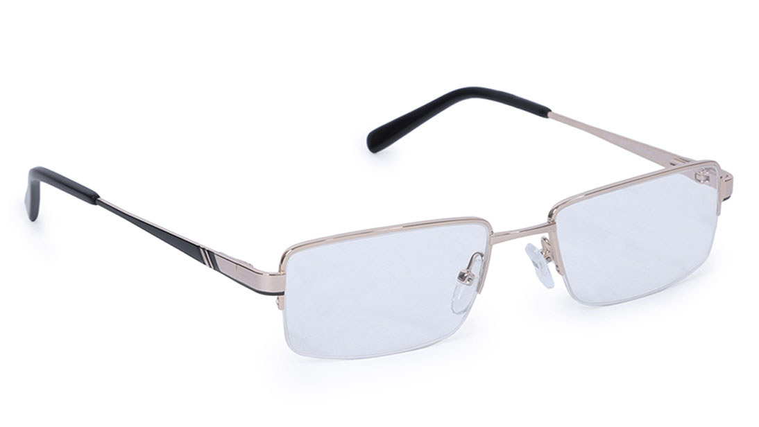 Image 1 of Gold Rectangle Semi-Rimmed Eyeglasses (T2323A1A1|52) from Titan Available at Titan Eye+