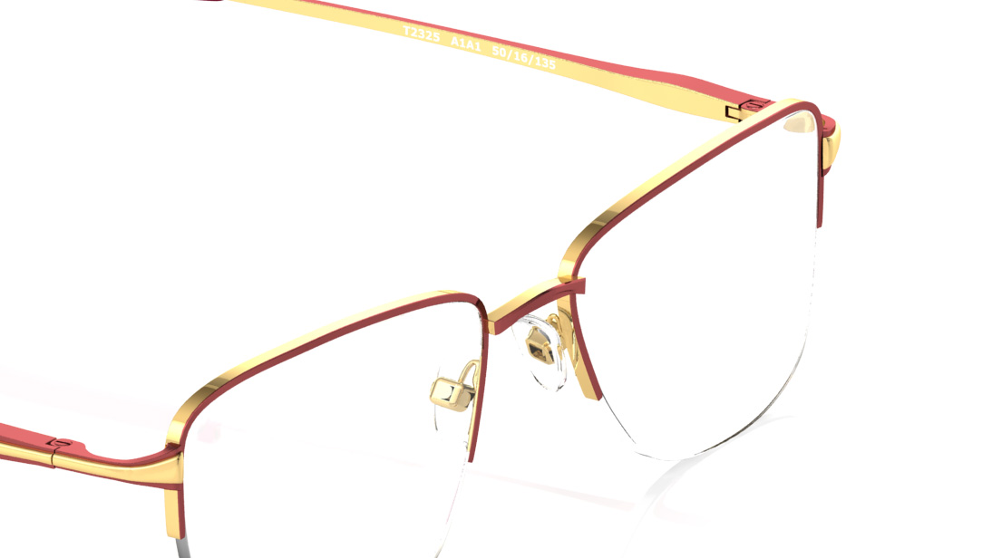 Maroon Rectangle Semi-Rimmed Eyeglasses Titan - T2325A1A1 at best 