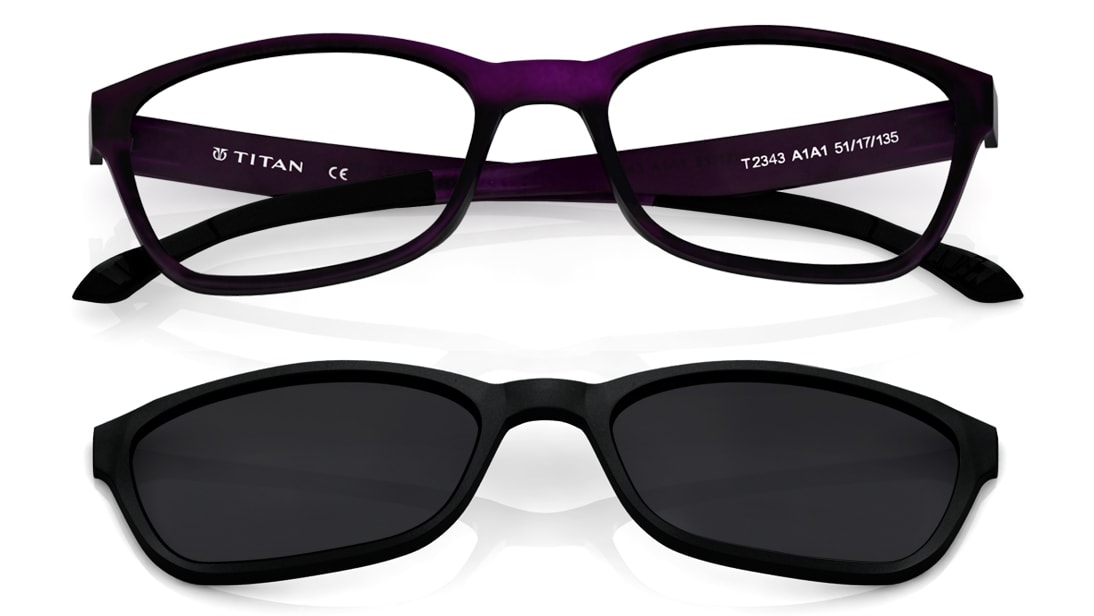 Image 1 of Purple Square Rimmed Eyeglasses  (T2343A1A1|51) from Titan Available at Titan Eye+