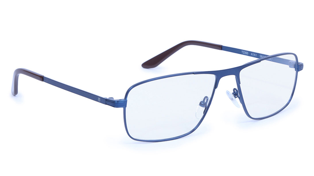 Image 1 of Blue Navigator Rimmed Eyeglasses (T2350A1A1|56) from Titan Available at Titan Eye+