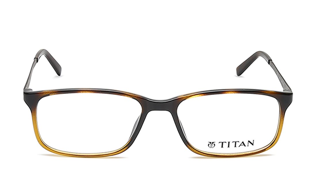 Image 1 of Brown Rectangle Eyeglasses for Men from Titan Available at Titan Eye+