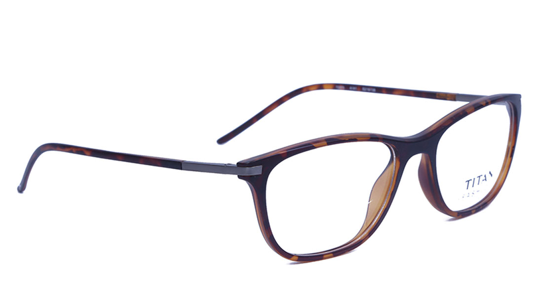 Image 1 of Brown Wayfarer Eyeglasses for Men and Women from Titan Available at Titan Eye+