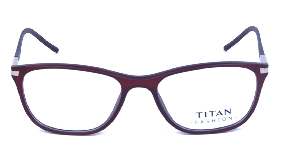 Image 1 of Maroon Wayfarer Rimmed Eyeglasses (T2375C1A1|52) from Titan Available at Titan Eye+