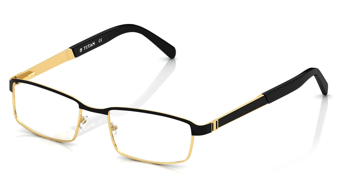 Image 2 of Black Gold Rectangle Rimmed Eyeglasses (T2381B1A1|51) from Titan Available at Titan Eye+