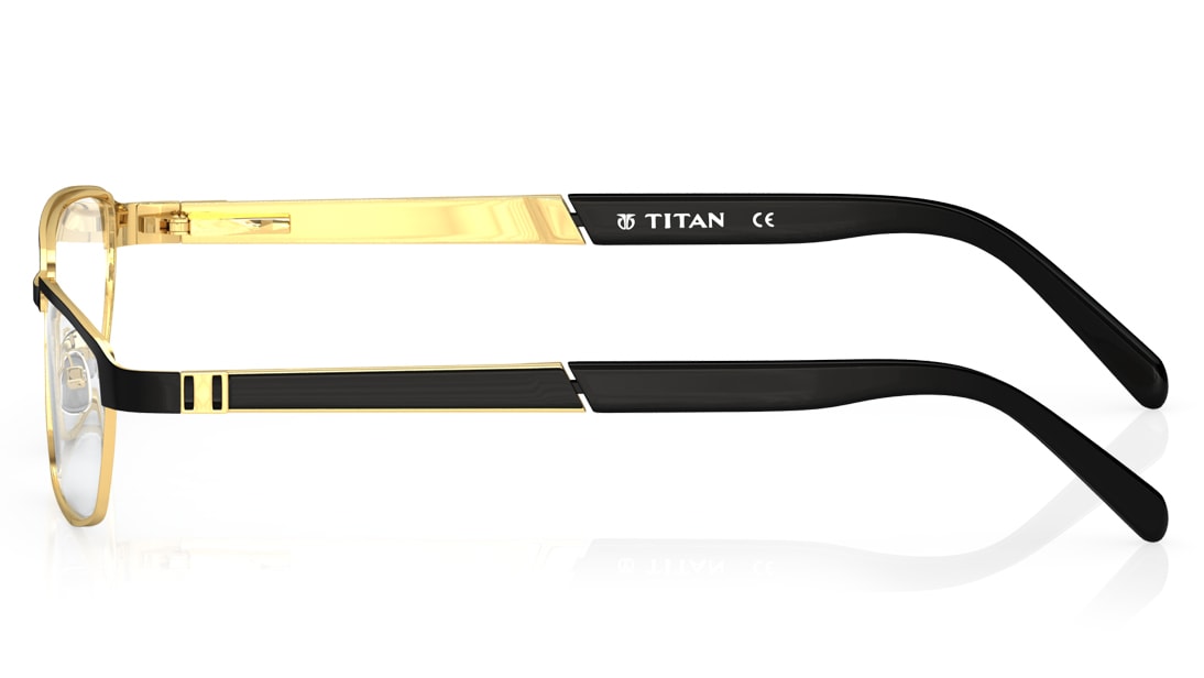 Image 3 of Black Gold Rectangle Rimmed Eyeglasses (T2381B1A1|51) from Titan Available at Titan Eye+