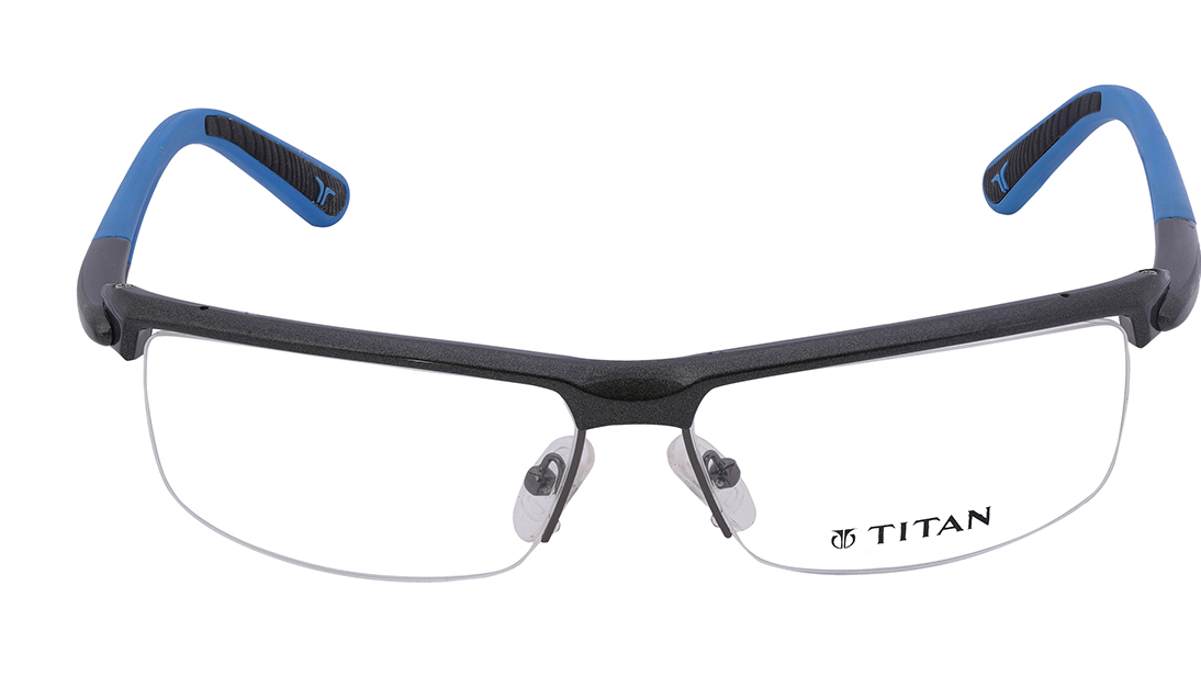 Image 1 of Grey Rectangle Eyeglasses for Men and Women from Titan Available at Titan Eye+