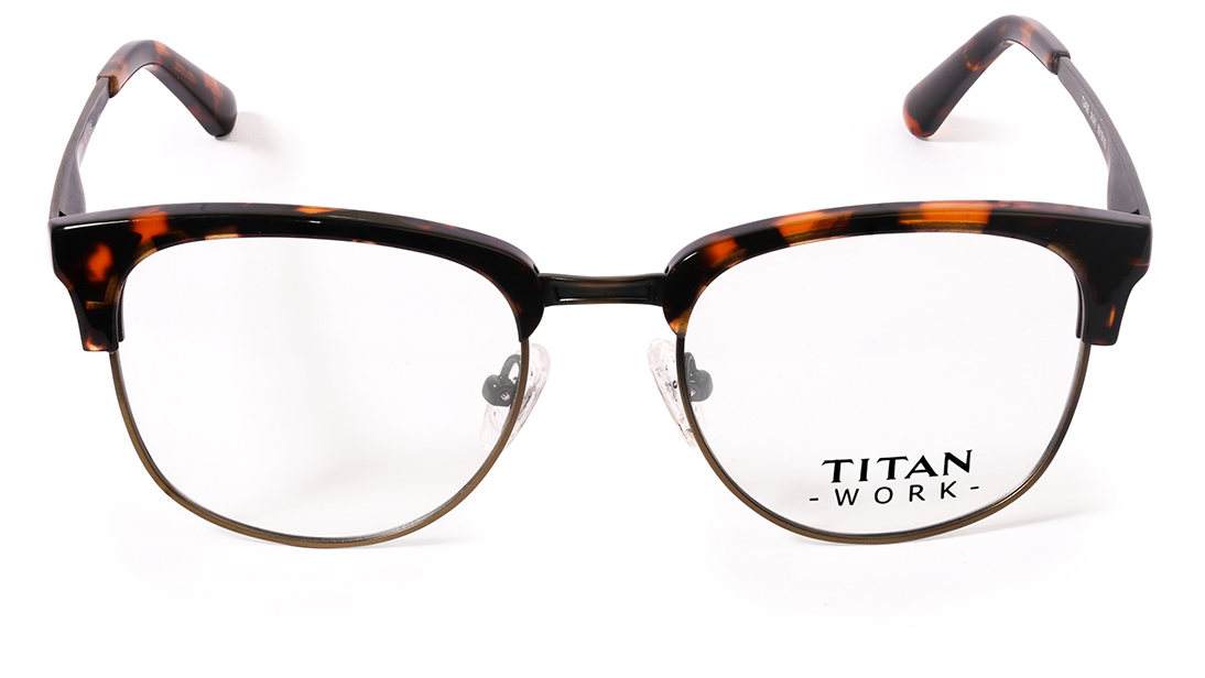 Image 1 of Brown Gun Metal Clubmaster Rimmed Eyeglasses (T2406A1A1|50) from Titan Available at Titan Eye+