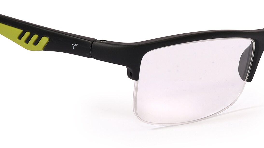 Black Rectangle Semi-Rimmed Eyeglasses Titan - T2409A1A1 at best 