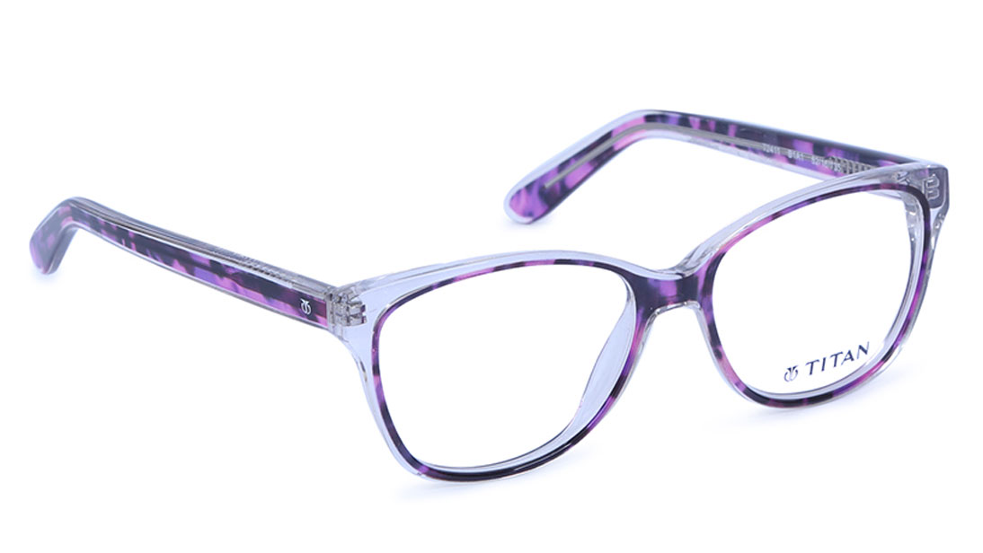 Image 1 of Purple Wayfarer Eyeglasses for Women from Titan Available at Titan Eye+