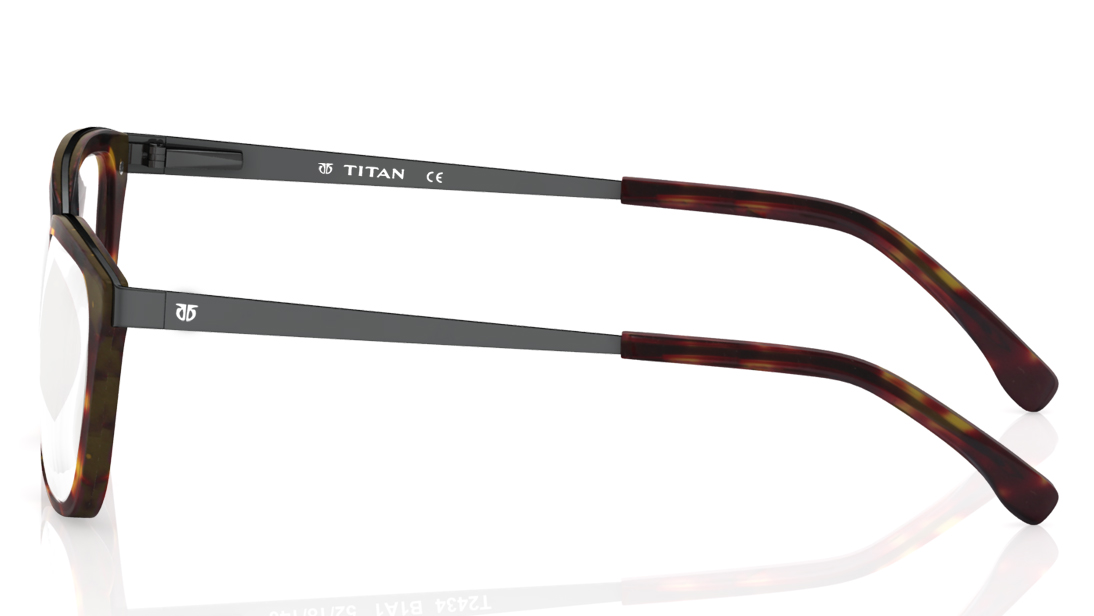 Image 3 of Brown Yellow Square Rimmed Eyeglasses  (T2434B1A1|52) from Titan Available at Titan Eye+