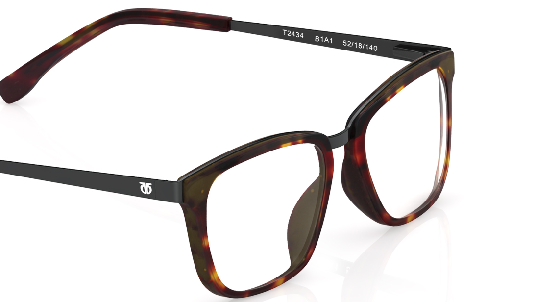 Image 4 of Brown Yellow Square Rimmed Eyeglasses  (T2434B1A1|52) from Titan Available at Titan Eye+