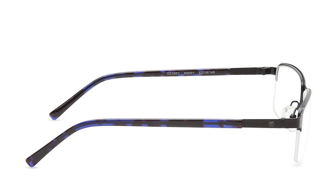 Image 3 of Black Rectangle Semi-Rimmed Eyeglasses (TC1001MHM1|53) from Titan Available at Titan Eye+