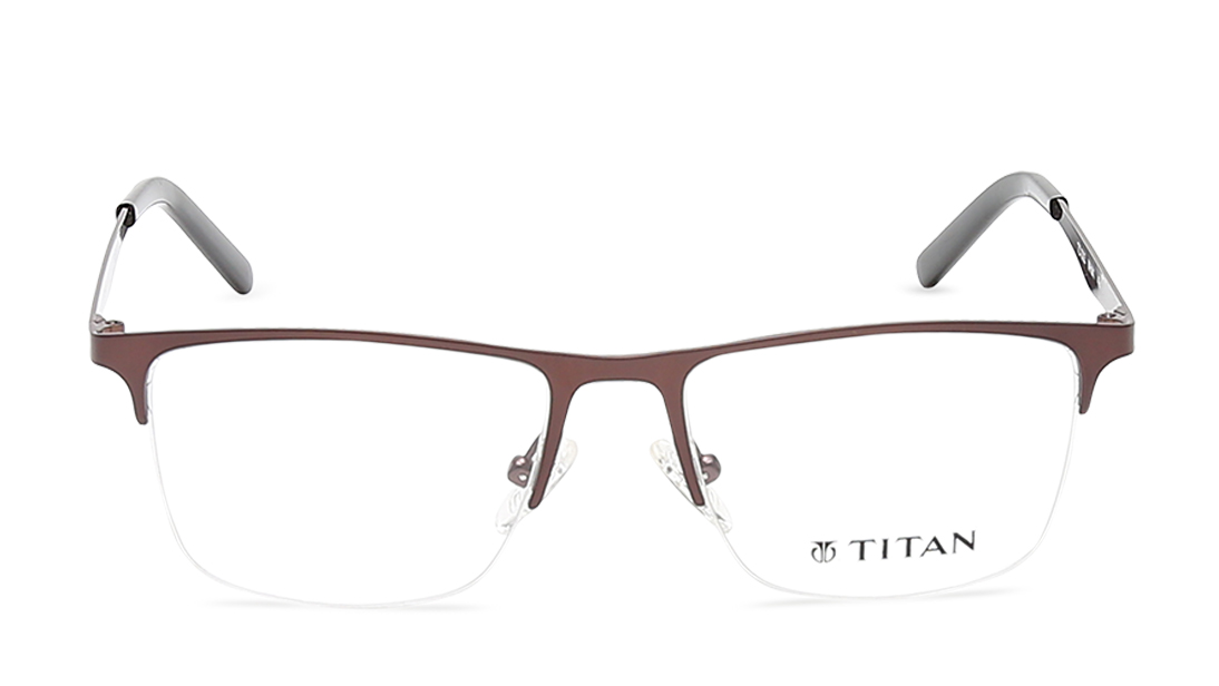Image 1 of Bronze Rectangle Semi-Rimmed Eyeglasses (TC1003MHM1|49) from Titan Available at Titan Eye+