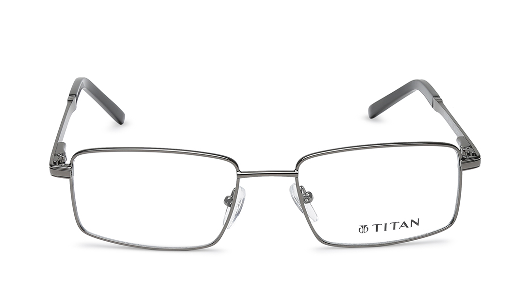 Image 1 of Gun Metal Rectangle Eyeglasses for Men from Titan Available at Titan Eye+