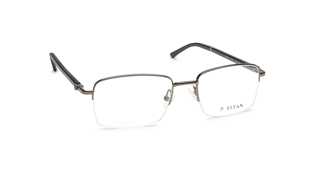 Gun Metal Square Semi-Rimmed Eyeglasses (TC1010MHC2|54)