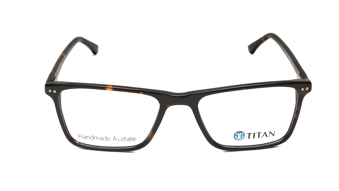 Image 1 of Brown Rectangle Rimmed Eyeglasses for Men from Titan Available at Titan Eye+