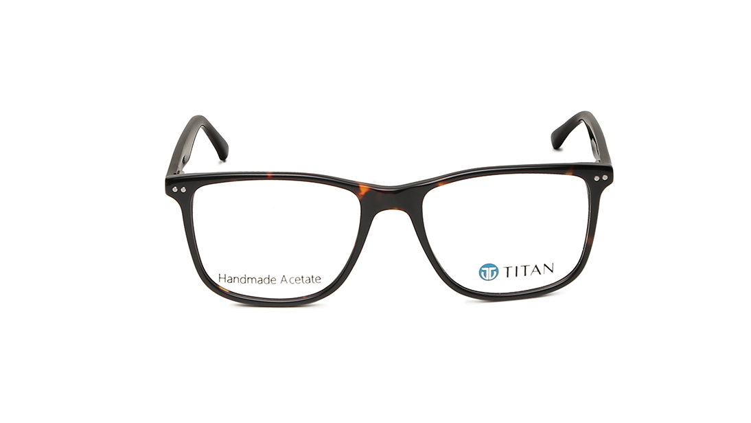 Image 1 of [IndiFit] Brown Square Rimmed Eyeglasses (TC1015MFP2S|50) from Titan Available at Titan Eye+