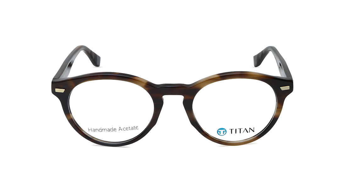 Image 1 of Brown Round Men Eyeglasses (TC1065MFP2MBRV|52) from Titan Available at Titan Eye+