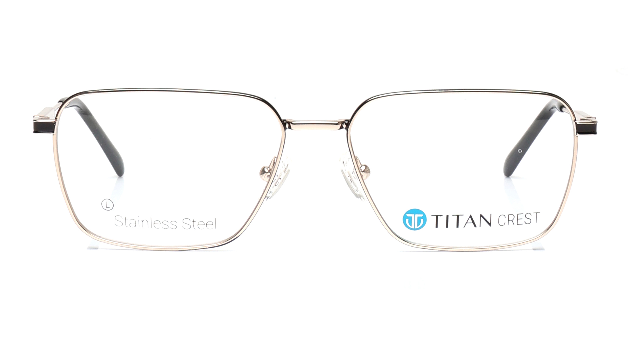 Image 1 of Titan Crest Square Gold  Rimmed Eyeglasses for Men from Titan Available at Titan Eye+