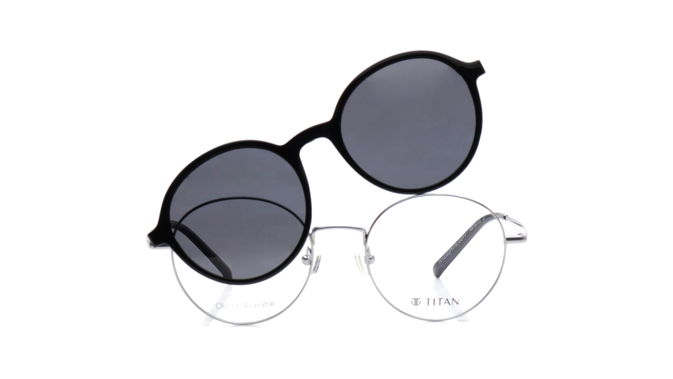 Image 1 of Grey Round Eyeglasses for Men and Women from Titan Available at Titan Eye+