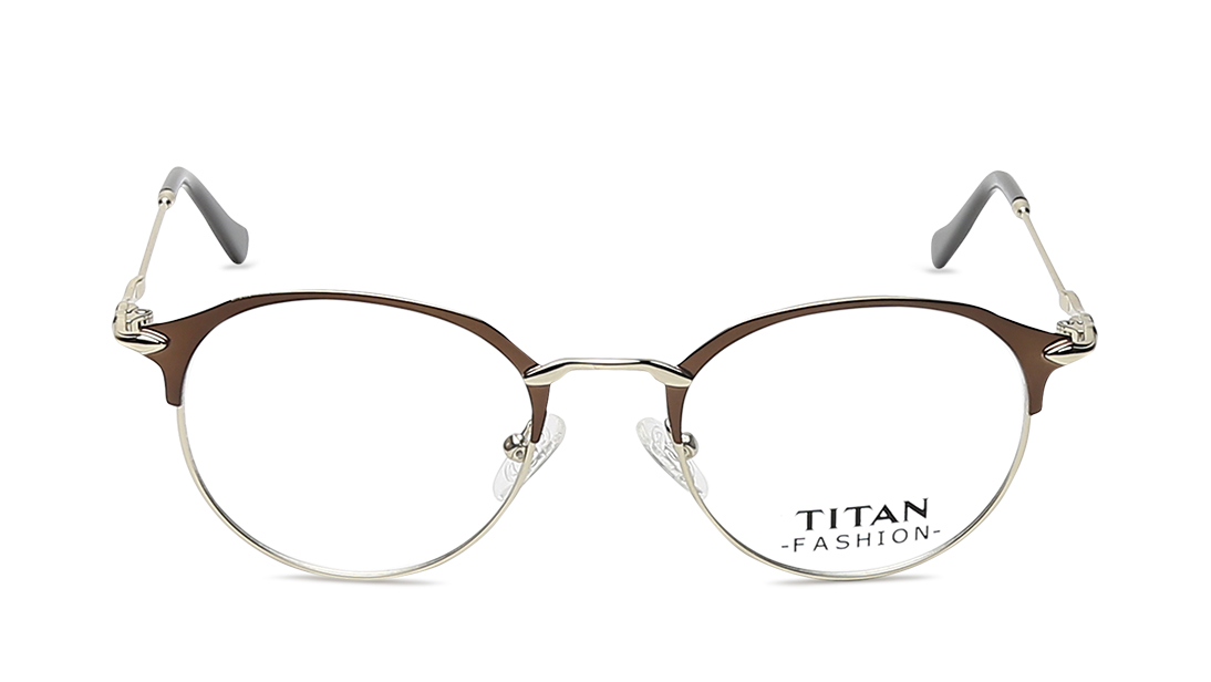 Image 1 of Copper Gun Metal Clubmaster Rimmed Eyeglasses (TF1024WFM1|50) from Titan Available at Titan Eye+