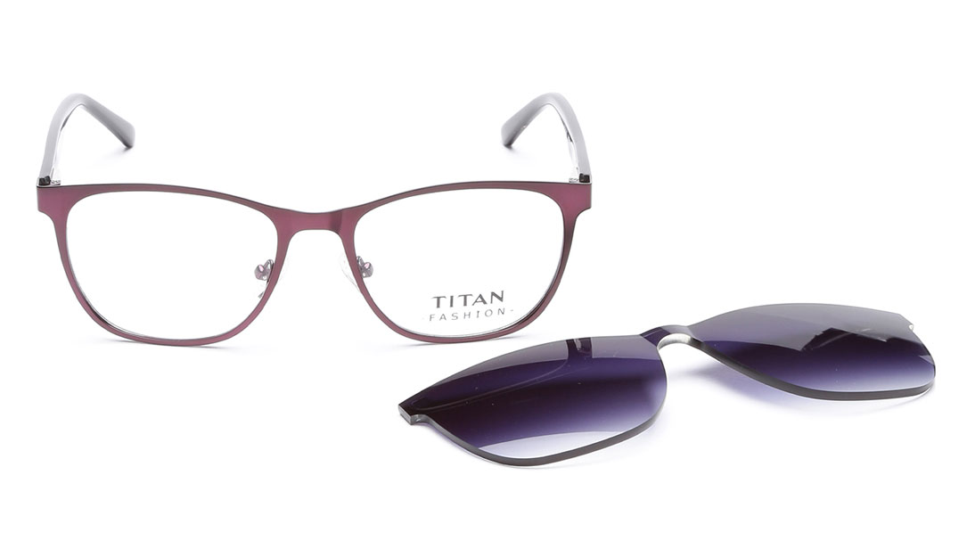 Image 1 of Purple Square Eyeglasses for Women from Titan Available at Titan Eye+