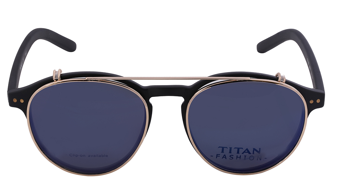 Image 1 of Black Round Eyeglasses for Men and Women from Titan Available at Titan Eye+