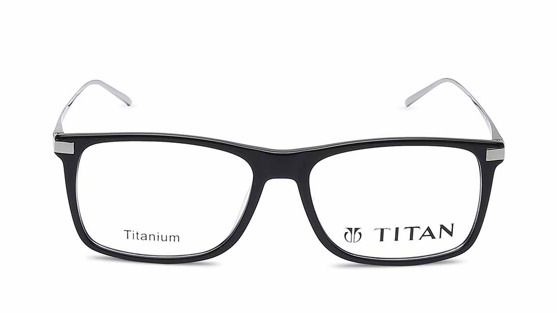 Image 1 of Black Wayfarer Eyeglasses for Men from Titan Available at Titan Eye+