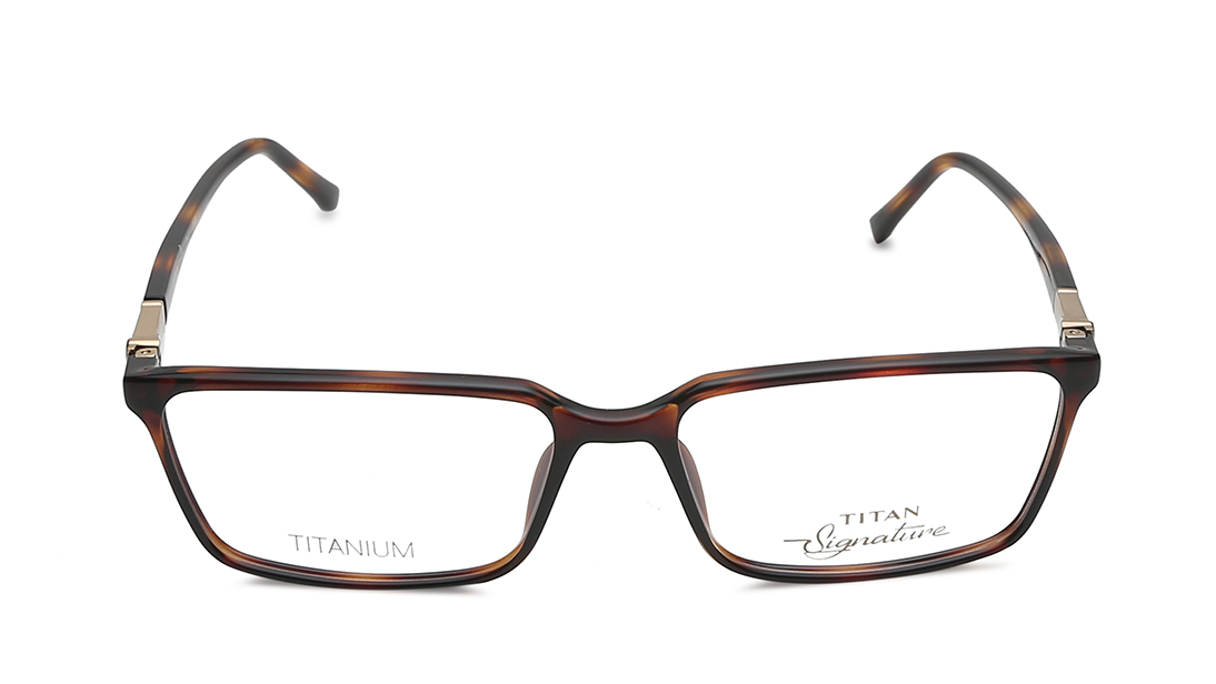 Image 1 of Brown Rectangle Eyeglasses for Men from Titan Available at Titan Eye+